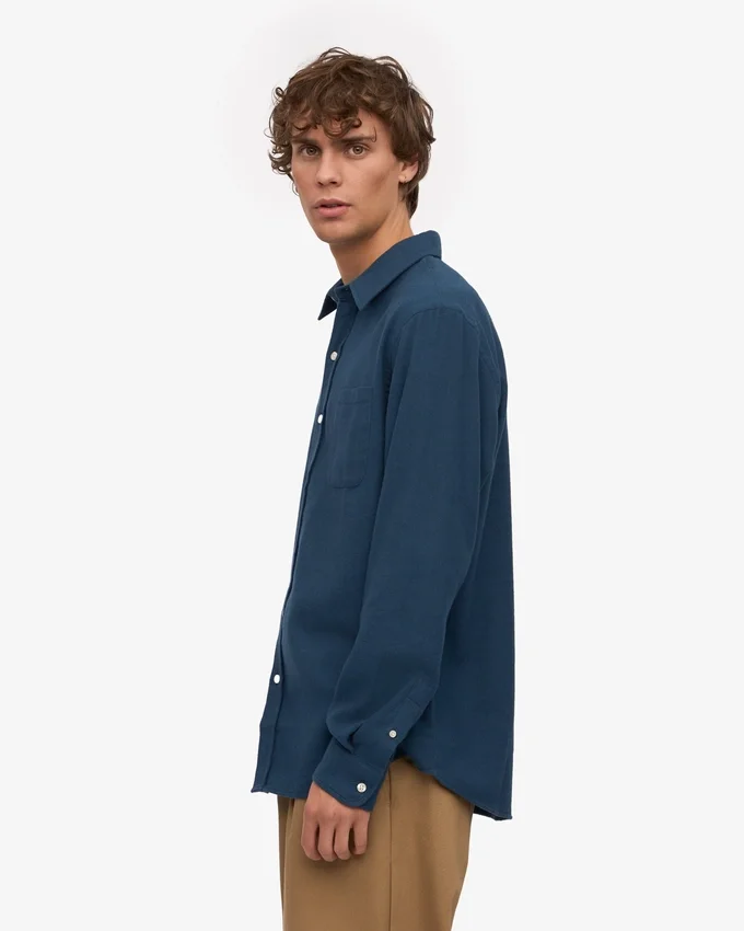 Chemise en flanelle bio - Bleu pétrole