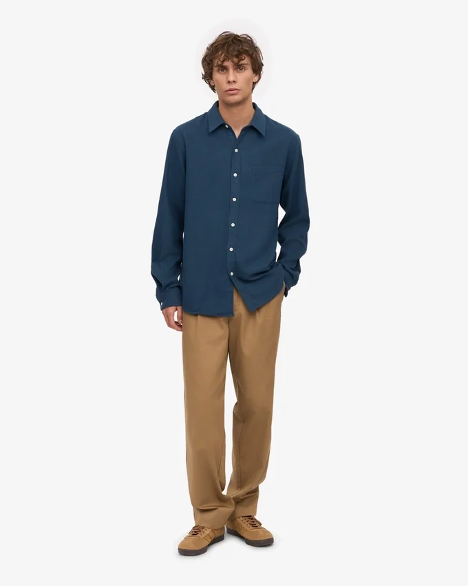 Chemise en flanelle bio - Bleu pétrole