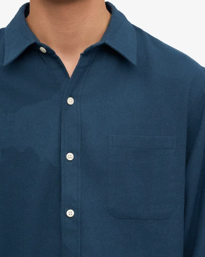 Chemise en flanelle bio - Bleu pétrole