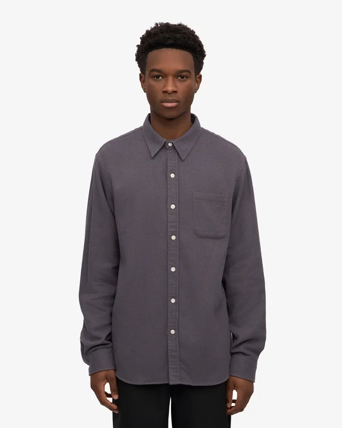 Chemise en flanelle bio - Gris lave