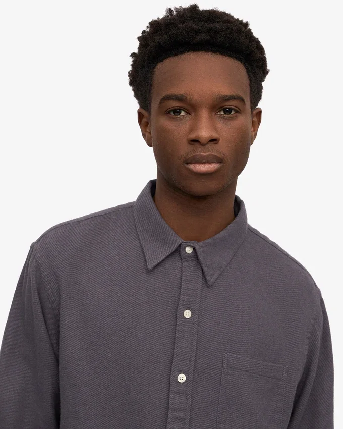 Chemise en flanelle bio - Gris lave