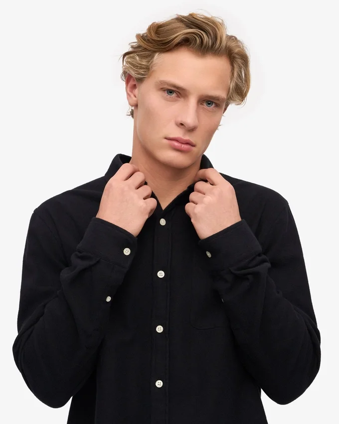 Chemise en flanelle bio - Noir intense