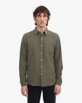 Chemise en flanelle bio – Olive poussiéreuse