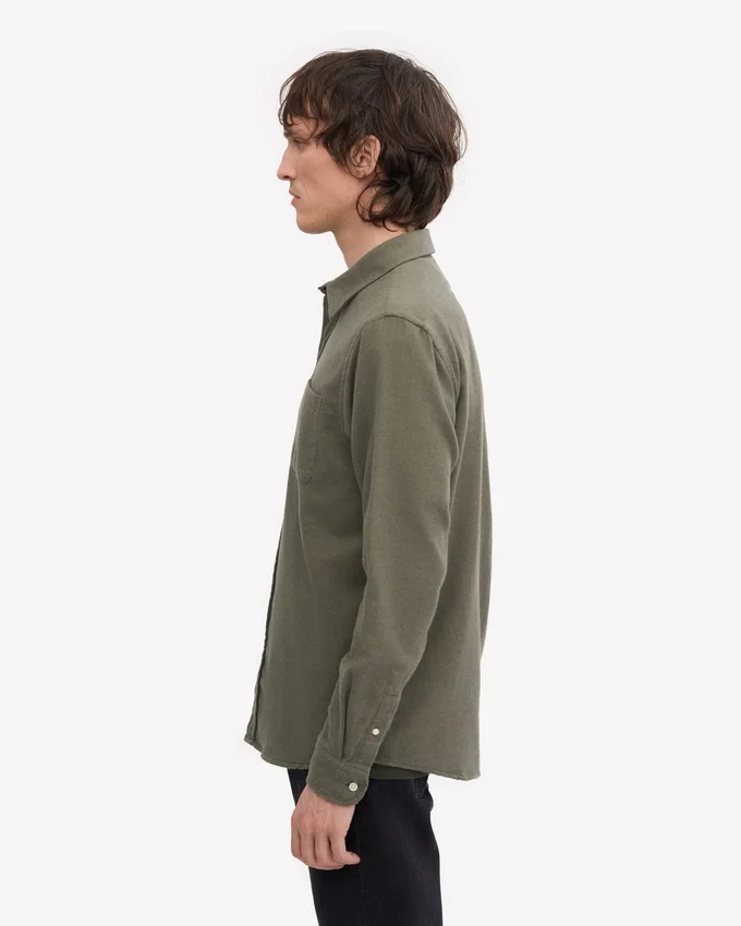 Chemise en flanelle bio - Olive poussiéreuse