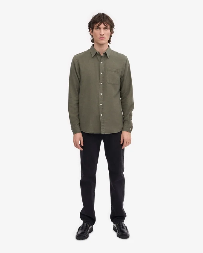 Chemise en flanelle bio - Olive poussiéreuse