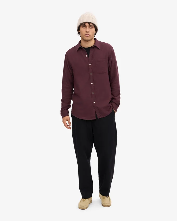 Chemise en flanelle bio - Rouge sang de bœuf