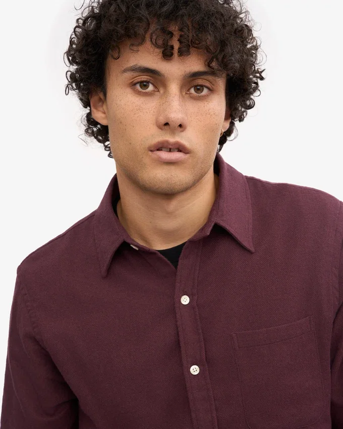 Chemise en flanelle bio - Rouge sang de bœuf