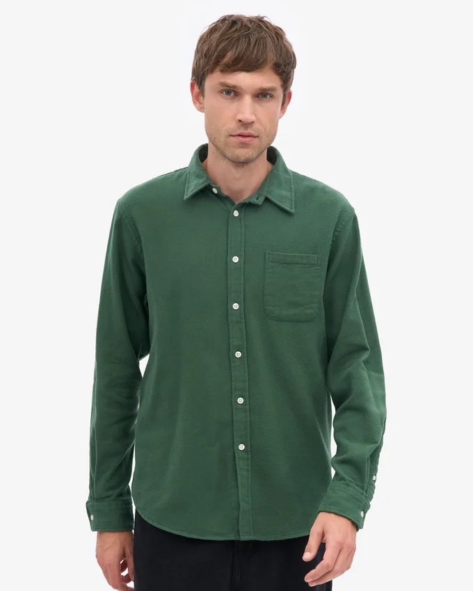Chemise en flanelle bio - Vert émeraude