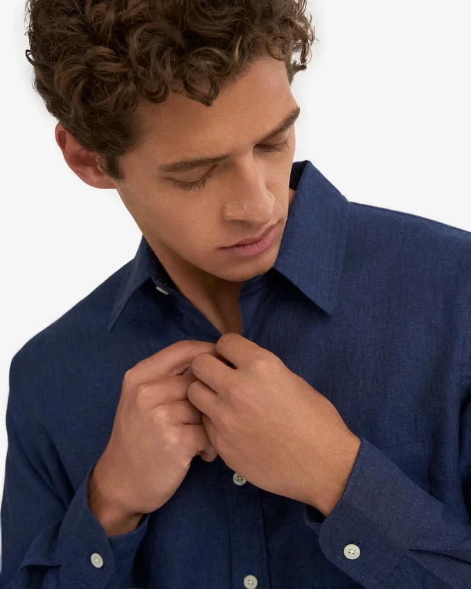 Chemise en lin - Bleu marine