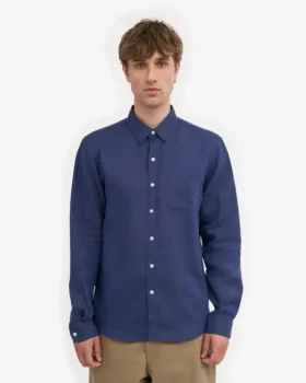 Chemise en lin – Bleu pétrole