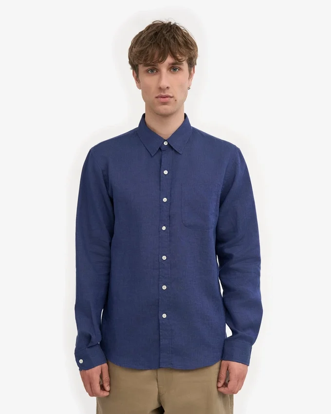 Chemise en lin - Bleu pétrole