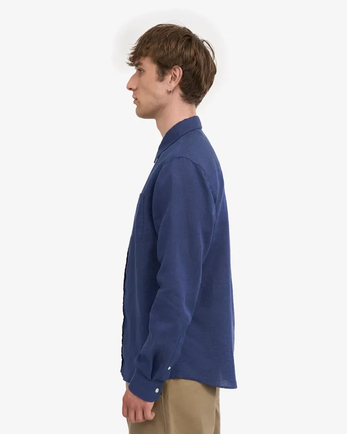 Chemise en lin - Bleu pétrole