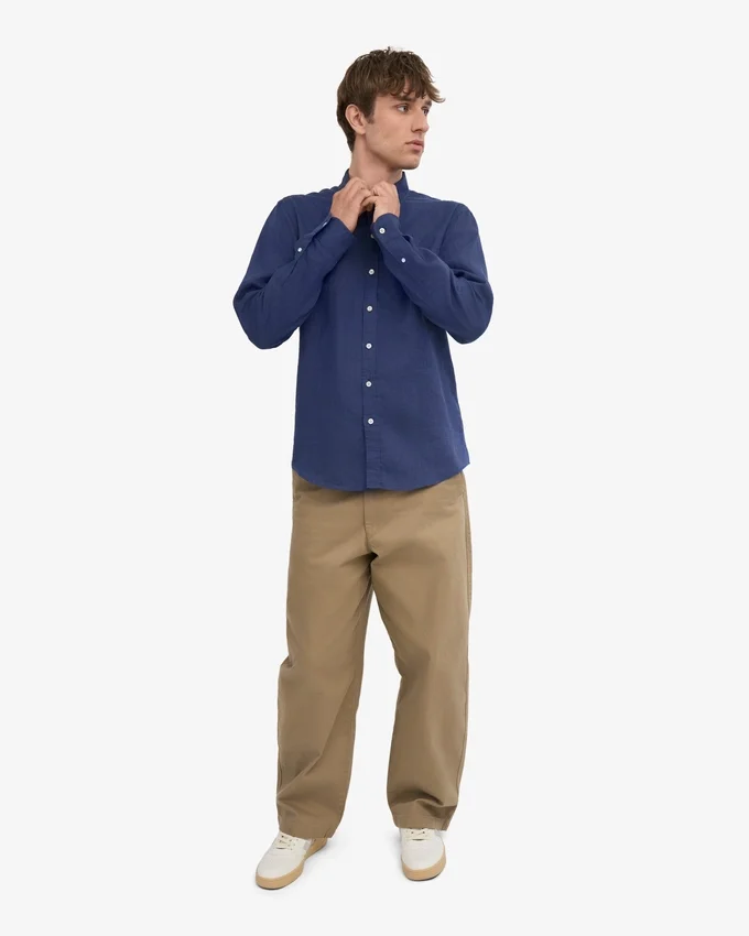 Chemise en lin - Bleu pétrole