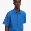 Chemise en lin à manches courtes - Bleu Pacifique