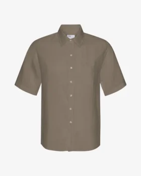 Chemise en lin à manches courtes - Olive poussiéreux