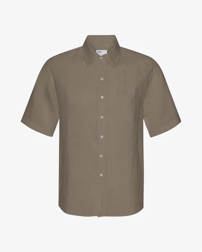 Chemise en lin à manches courtes - Olive poussiéreux