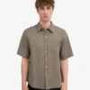 Chemise en lin à manches courtes - Olive poussiéreux