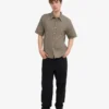 Chemise en lin à manches courtes - Olive poussiéreux
