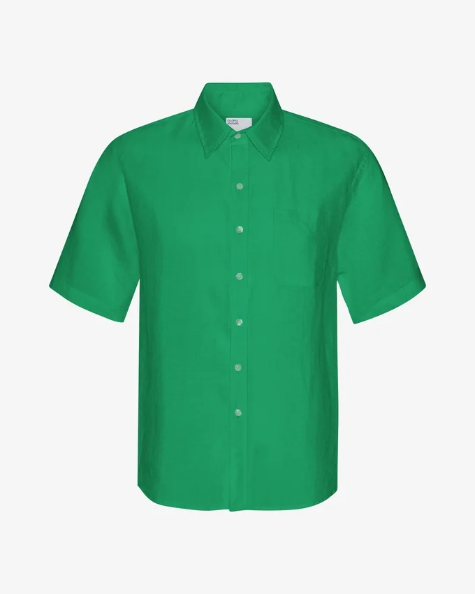 Chemise en lin à manches courtes - Vert Kelly