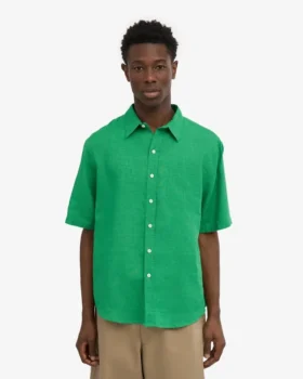 Chemise en lin à manches courtes – Vert Kelly