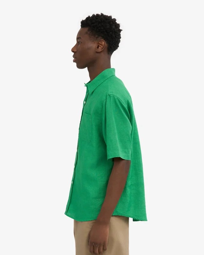 Chemise en lin à manches courtes - Vert Kelly