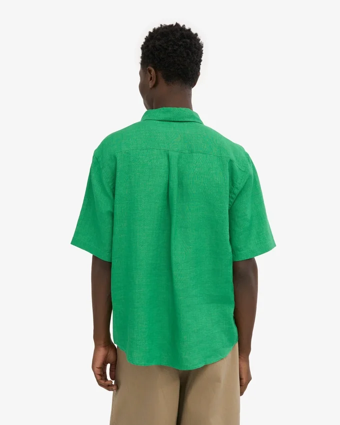 Chemise en lin à manches courtes - Vert Kelly