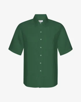 Chemise en lin à manches courtes - Vert émeraude