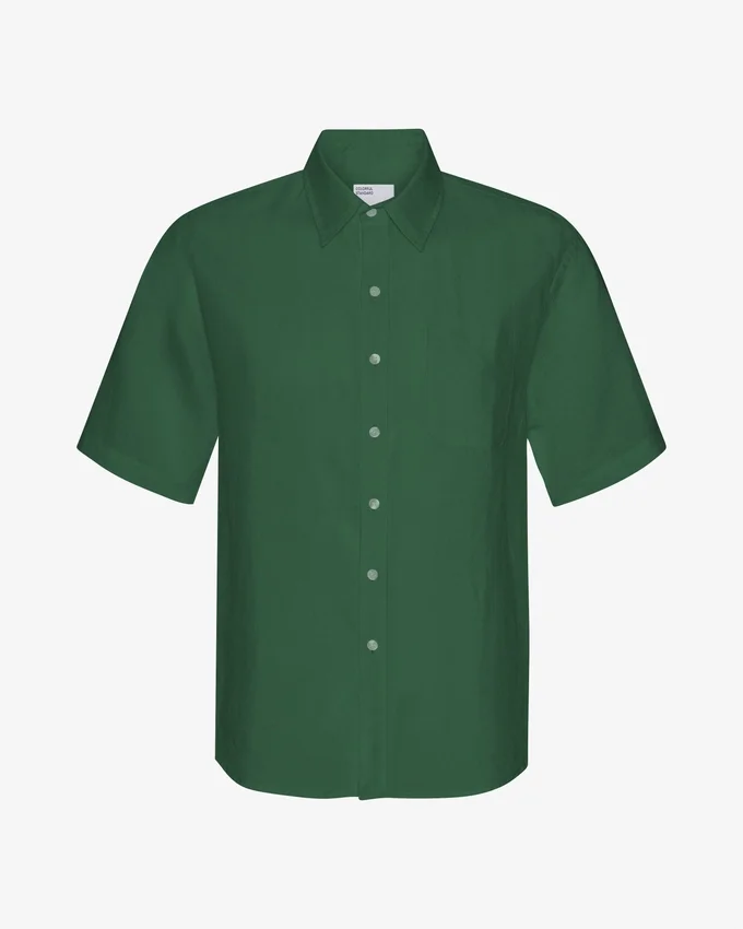 Chemise en lin à manches courtes - Vert émeraude