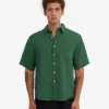 Chemise en lin à manches courtes - Vert émeraude