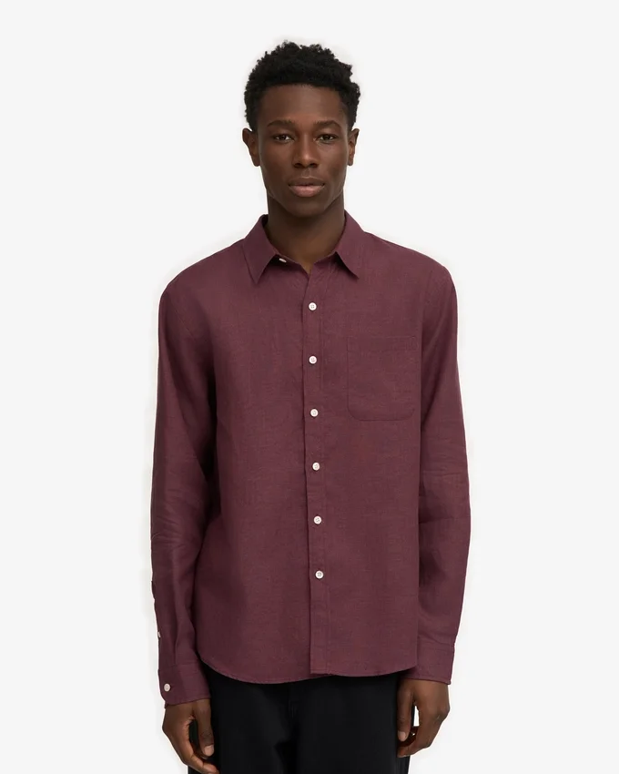Chemise en lin - Rouge sang de bœuf