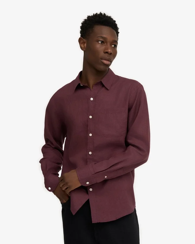 Chemise en lin - Rouge sang de bœuf