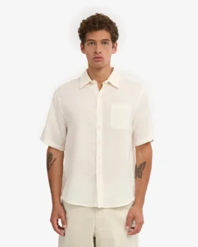 Chemise à manches courtes en lin – Blanc ivoire