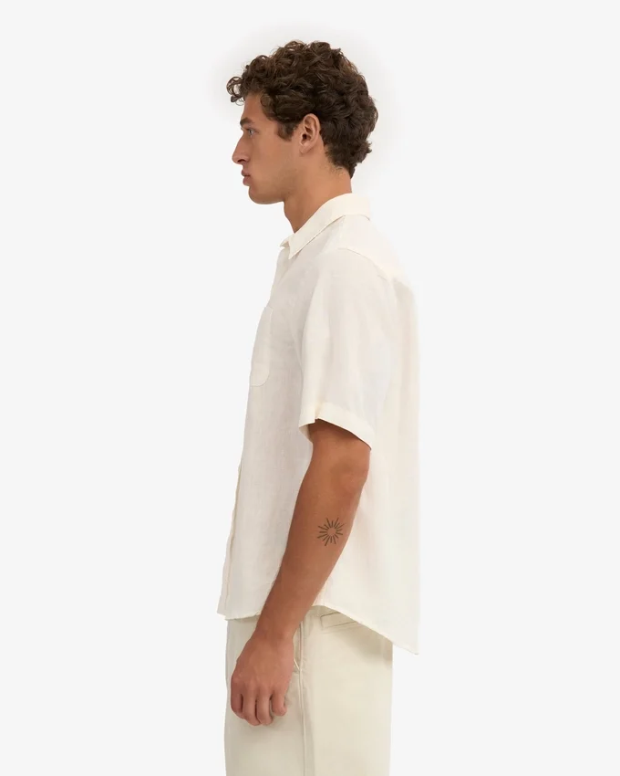 Chemise à manches courtes en lin - Blanc ivoire