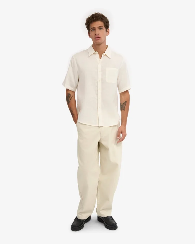 Chemise à manches courtes en lin - Blanc ivoire