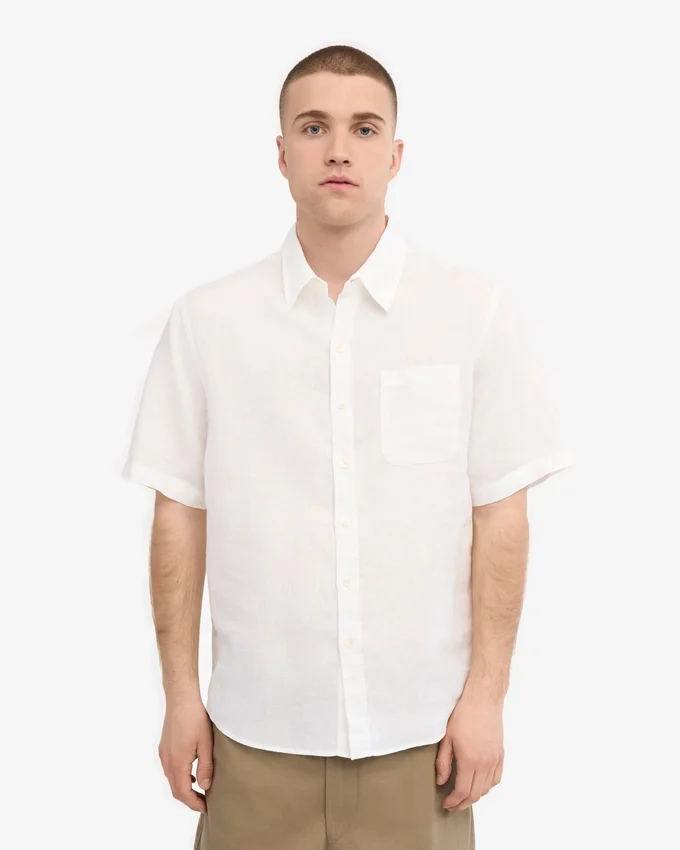 Chemise à manches courtes en lin - Blanc optique