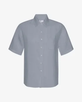 Chemise à manches courtes en lin - Bleu acier