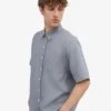 Chemise à manches courtes en lin - Bleu acier