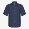 Chemise à manches courtes en lin - Bleu marine