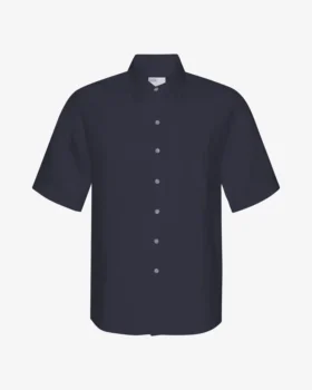 Chemise à manches courtes en lin - Bleu marine