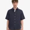 Chemise à manches courtes en lin - Bleu marine