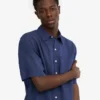 Chemise à manches courtes en lin - Bleu marine