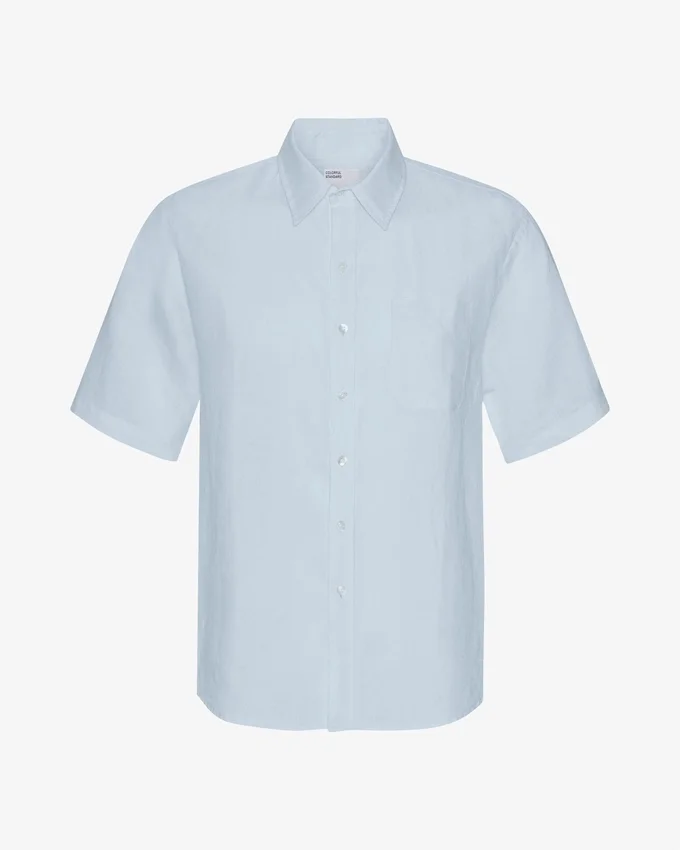 Chemise à manches courtes en lin - Bleu polaire