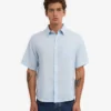 Chemise à manches courtes en lin - Bleu polaire