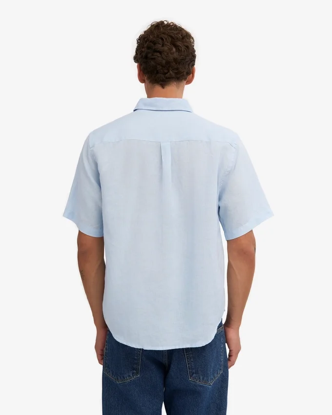 Chemise à manches courtes en lin - Bleu polaire