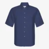 Chemise à manches courtes en lin - Bleu pétrole