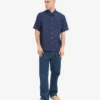 Chemise à manches courtes en lin - Bleu pétrole