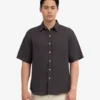 Chemise à manches courtes en lin - Gris lave