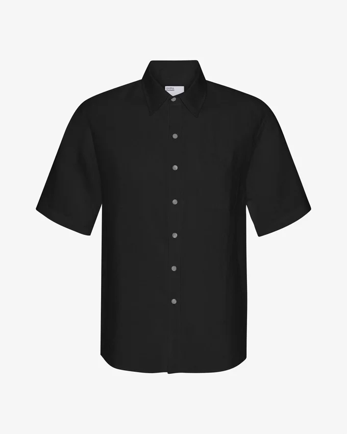 Chemise à manches courtes en lin - Noir intense