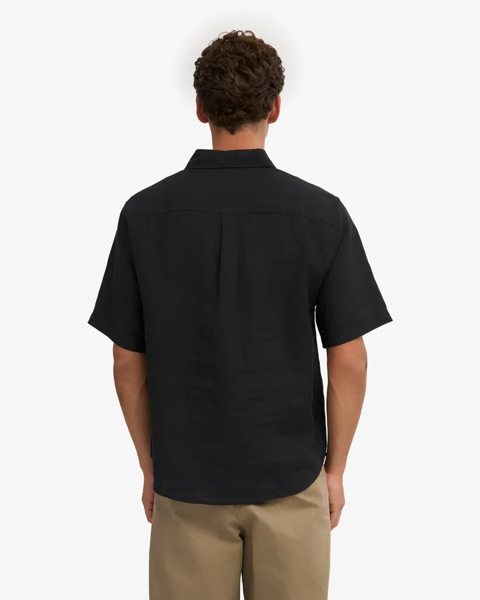 Chemise à manches courtes en lin - Noir intense