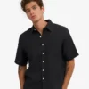 Chemise à manches courtes en lin - Noir intense